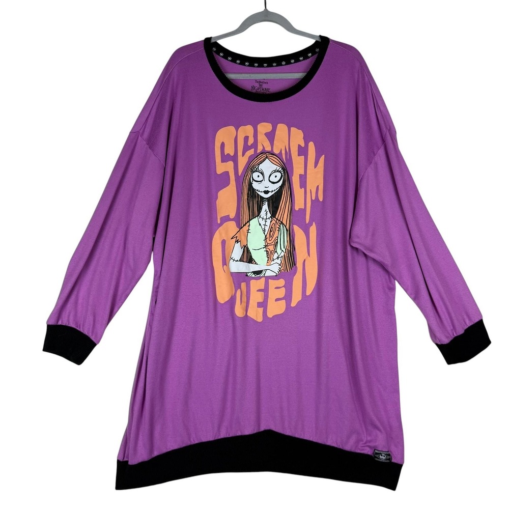 Disney Nightmare Before Christmas Sleepshirt Womens 3X Purple Sally Scream Queen